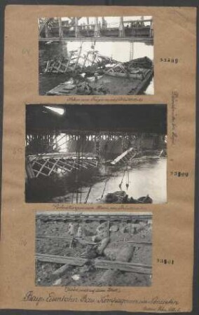 Aufräumungsarbeiten an der Dünabrücke bei Riga, November 1917: Sprengstelle einer Bahnlinie (gehört nicht auf dieses Blatt)