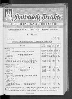 Erzeuger- und Großhandelspreise in Hamburg im Februar 1963 : Lfd. Nr. 9