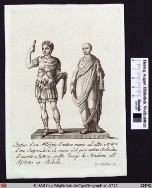 Statuen eines Imperators und eines Philosophen.