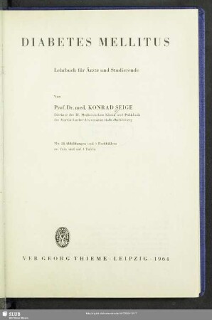 Diabetes mellitus : Lehrbuch für Ärzte und Studierende