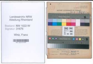 Entnazifizierung Franz Wirtz , geb. 10.02.1902 (Bahnbeamter)