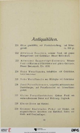 Antiquitäten (Nr. 221-278)