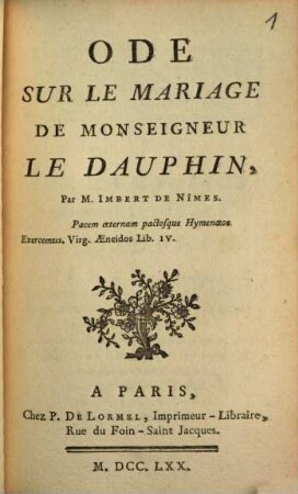 Ode sur le mariage de Msgr. le Dauphin