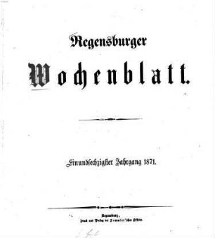 Regensburger Wochenblatt, 61. 1871