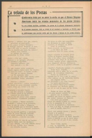 La veleda de los Poetas : Conferencia leída por su autor la noche en que el Ateneo Hispano Americano inició las veladas mensuales de los poetas jóvenes