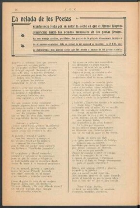La veleda de los Poetas : Conferencia leída por su autor la noche en que el Ateneo Hispano Americano inició las veladas mensuales de los poetas jóvenes