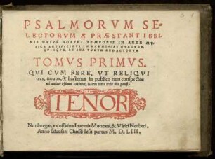 Psalmorum selectorum ...Tomus primus. Tenor
