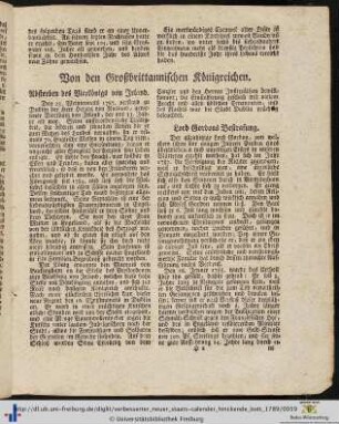 Von den Großbrittanischen Königreichen.