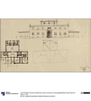 Entwurf zu einem Landhaus mit ausgegliedertem Saal
