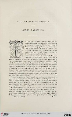 2. Pér. 16.1877: Carel Fabritius : l'état civil des maîtres hollandais