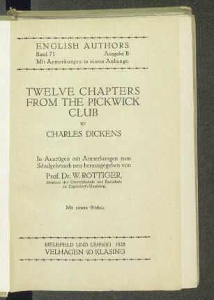 Twelve chapters from the Pickwick Club