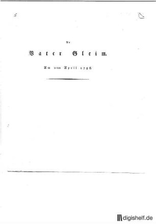 5: Brief von Johann Friedrich Wilhelm Himly an Johann Wilhelm Ludwig Gleim : Johann Friedrich Wilhelm Himly