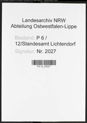 Sterberegister Standesamt Lichtendorf