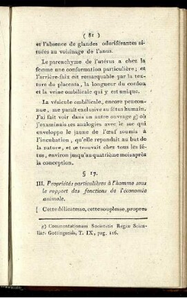 III. Propriétés particulières à l'homme sous le rapport des fonctions de l'économie animale