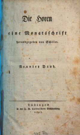 Die Horen : eine Monatsschrift. 9, 9 = Jg. 3, Stück 1/3. 1797