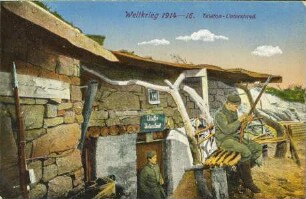 Weltkrieg 1914-16. Telefon-Unterstand.