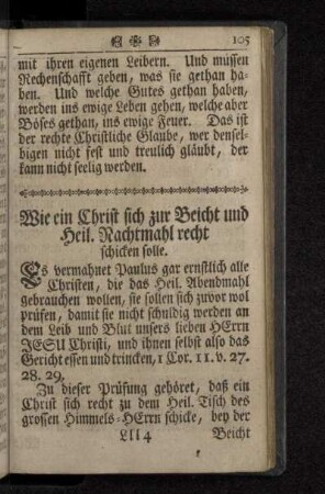 Wie ein Christ sich zur Beicht und Heil. Nachtmahl recht schicken solle.