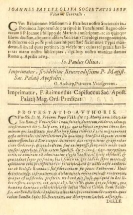 Joannes Paulus Oliva Societatis Jesu Vicarius Generalis