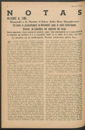 Notas - Volviendo al tema... Demandó a la Nación el Señor Julio Díaz Usandivaras