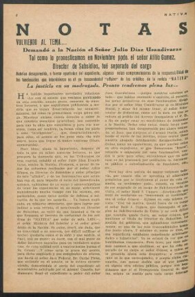 Notas - Volviendo al tema... Demandó a la Nación el Señor Julio Díaz Usandivaras