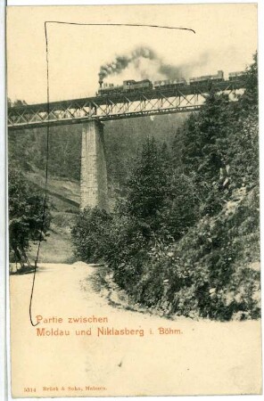 Niklasberg. Eisenbahnbrücke mit Eisenbahn