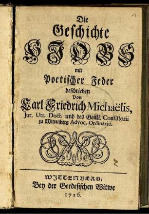 Die Geschichte Hiobs mit Poetischer Feder beschrieben