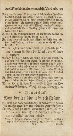V. Hauptstück. Von der Erlösung durch Jesum.