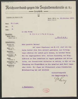 Brief an B. Schott's Söhne : 22.10.1913