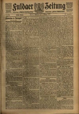 Erste Ausgabe vom Mittwoch, den 05. Oktober 1910.