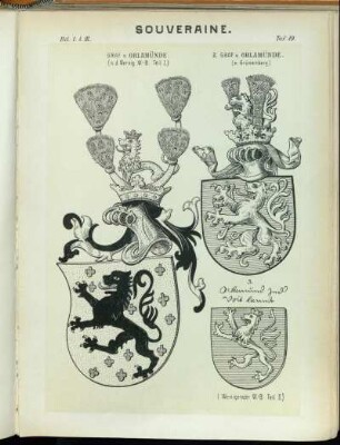 Taf. 19. Graf v. Orlamünde. (n.d. Wernig. W.-B. Teil I.) - 2. Graf v. Orlamünde. (n. Grünenberg.) - 3. Orlamund und Voitlannd. (Wernigeroder W.-B. Teil II.)
