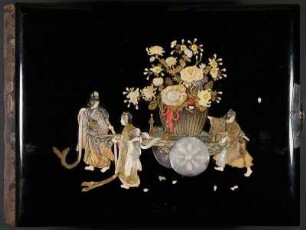 Fotoalbum im japanischen Stil : Fotoalbum im japanischen Stil. Holzdeckel mit Lack und Einlegearbeit, Relief-Montierungen; 28 x 37 x 9 cm (1885/1889). Dresden: SLUB/DF 2017.D.109