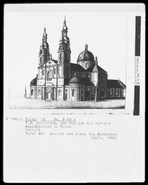 Der Dom und die vorigen Hauptkirchen in Fulda — Tafel 21: Ansicht des Domes von Nordosten