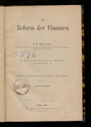 Die Reform der Finanzen