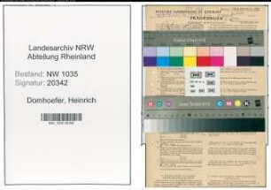 Entnazifizierung Heinrich Domhoefer , geb. 12.02.1902 (Schlosser)