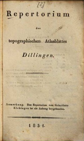 Repertorium des topographischen Atlasblattes Dillingen