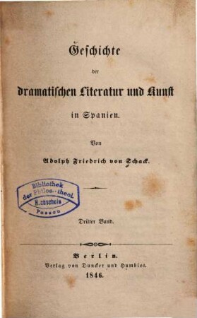 Geschichte der dramatischen Literatur und Kunst in Spanien, 3