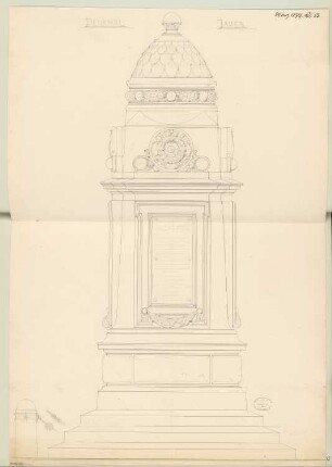Gefallenendenkmal, Jauer Monatskonkurrenz März 1877: Aufriss Vorderansicht