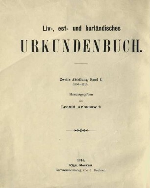 Liv-, est- und kurländisches Urkundenbuch : nebst Regesten, 2. Abteilung. 1506-1510