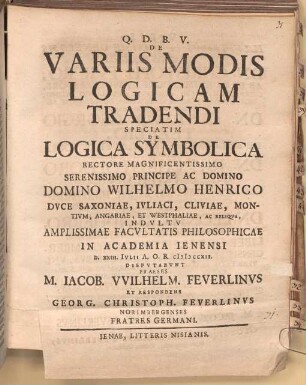 De variis modis logicam tradendi, speciatim de logica symbolica