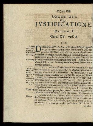 Locus XIII. De Iustificatione