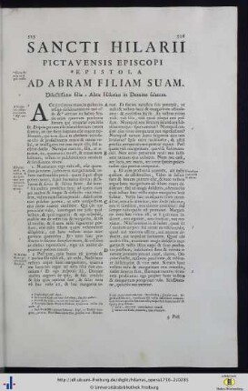 Sancti Hilarii Pictavensis Episcopi Epistola Ad Abram Filiam Suam.