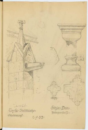 Stadtkirche, Treysa / Dom St. Peter, Fritzlar: Details (aus: Skizzen- und Fotoalbum 2)