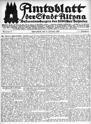Nummer 8 : Sonnabend, den 20. Februar 1926