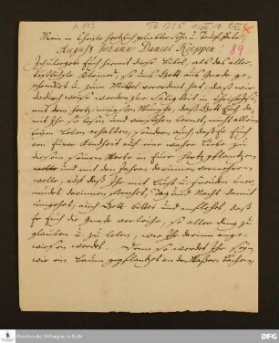 Widmung von August Hermann Francke für seinen Taufpaten August Johann Daniel Koeppen.