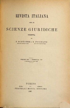 Rivista italiana per le scienze giuridiche. 19. 1895