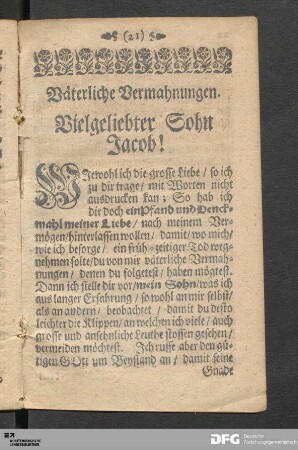 Väterliche Vermahnungen.