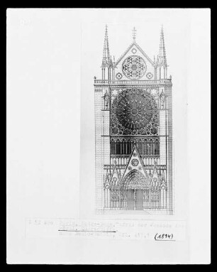 Paris, Notre-Dame, Aufriss der Fassade des nördlichen Querhauses