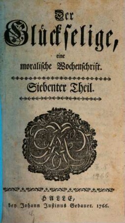 Der Glückselige : eine moralische Wochenschrift. 7. 1766