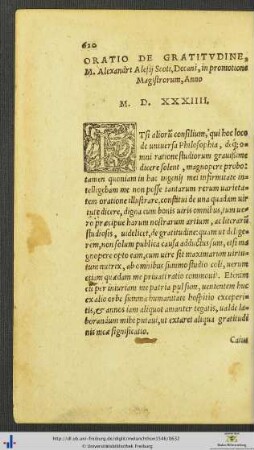Oratio De Gratitudine