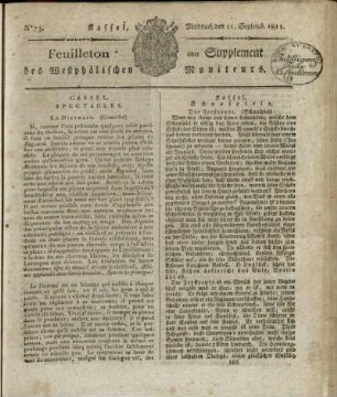No. 73, Mittwoch den 11. Septemb. 1811